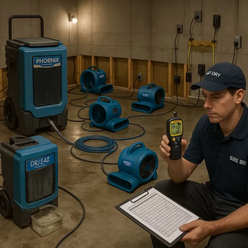 Structural Drying and Dehumidification process in Pinehurst, TX